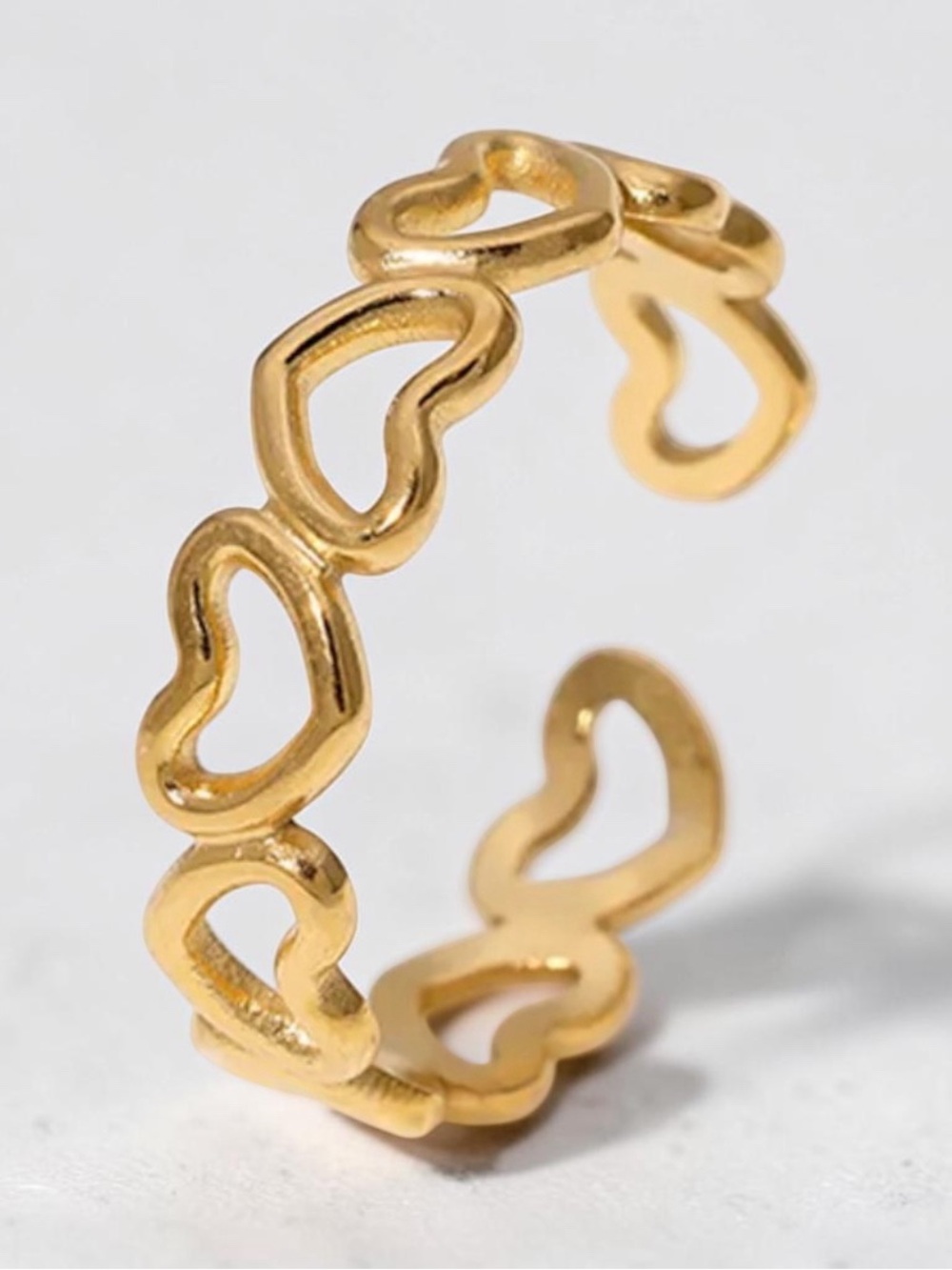 Gold plated Heart Link Open Ring - Women's Fashion Jewelry